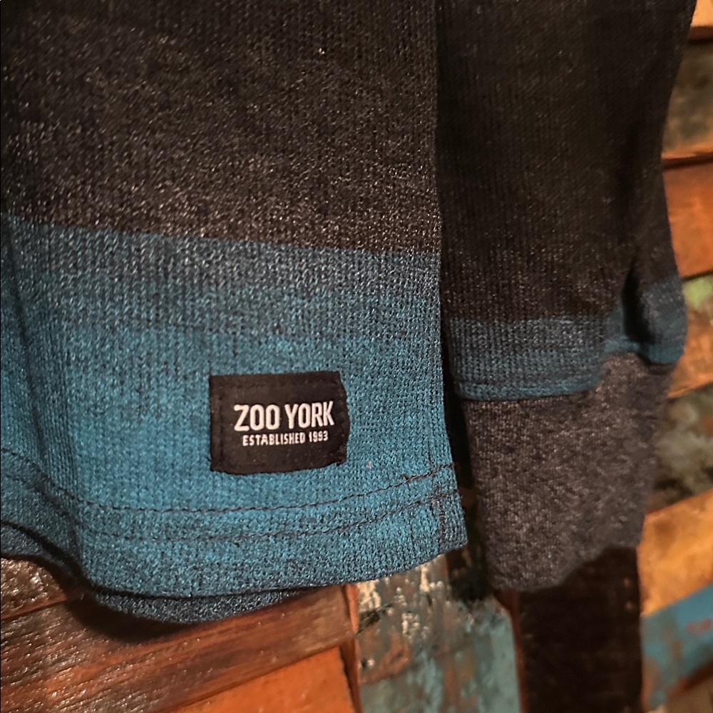 🚨 SALE Y2K Zoo York Teal Blue and Black Striped Pullover Skater Boy skate - Picture 3 of 6